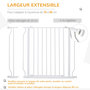 Voir la diapositive 5 : PAWHUT Barrière de sécurité animaux - longueur réglable dim. 75-95 cm - porte double verrouillage, ouverture double sens -sans perçage - acier ABS blanc