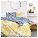 TODAY Parure housse de couette coton 57fils motif floral ZOE. Coloris disponibles : Jaune
