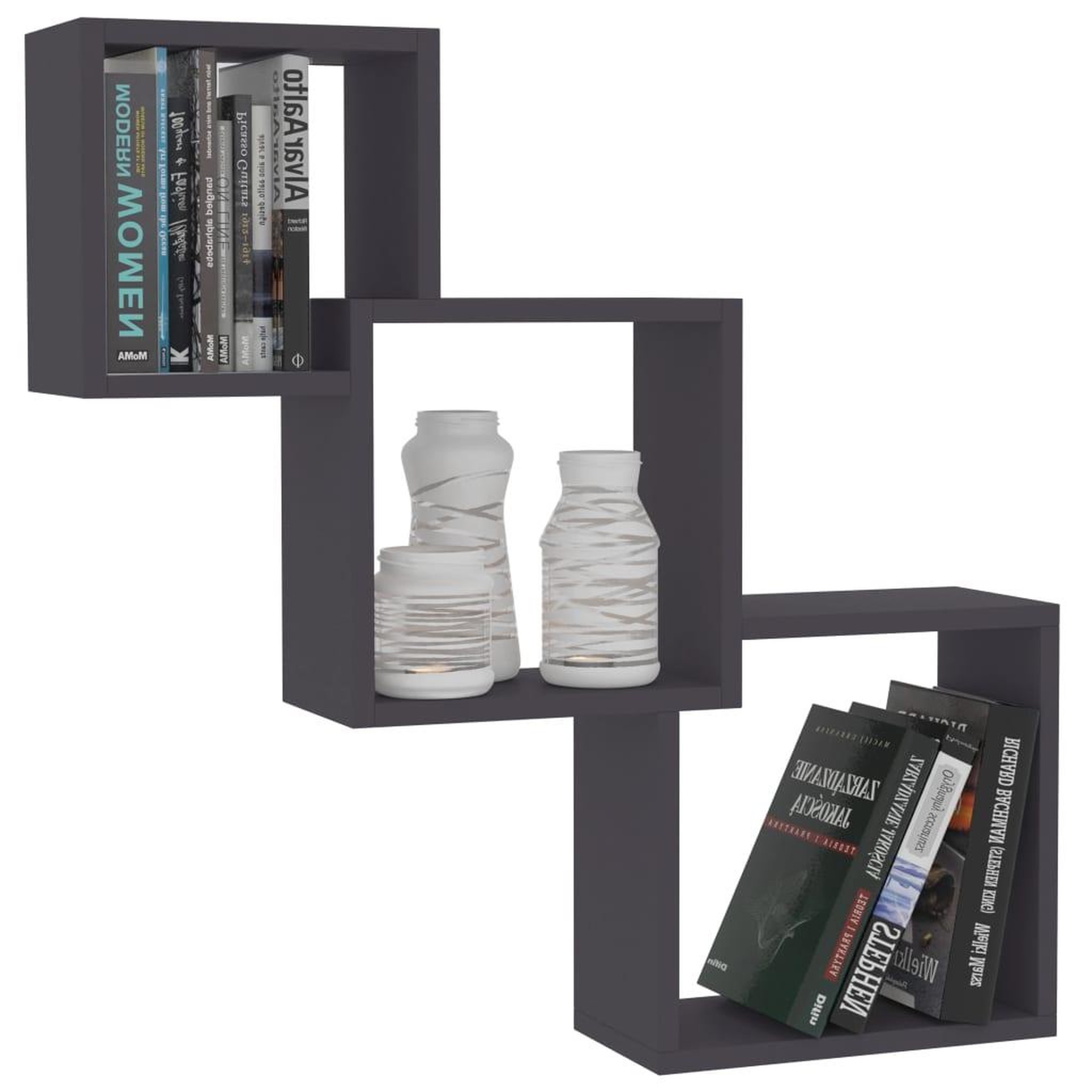 Voir la diapositive 3 : VIDAXL Etageres murales cubiques Gris 68x15x68 cm bois d'ingenierie