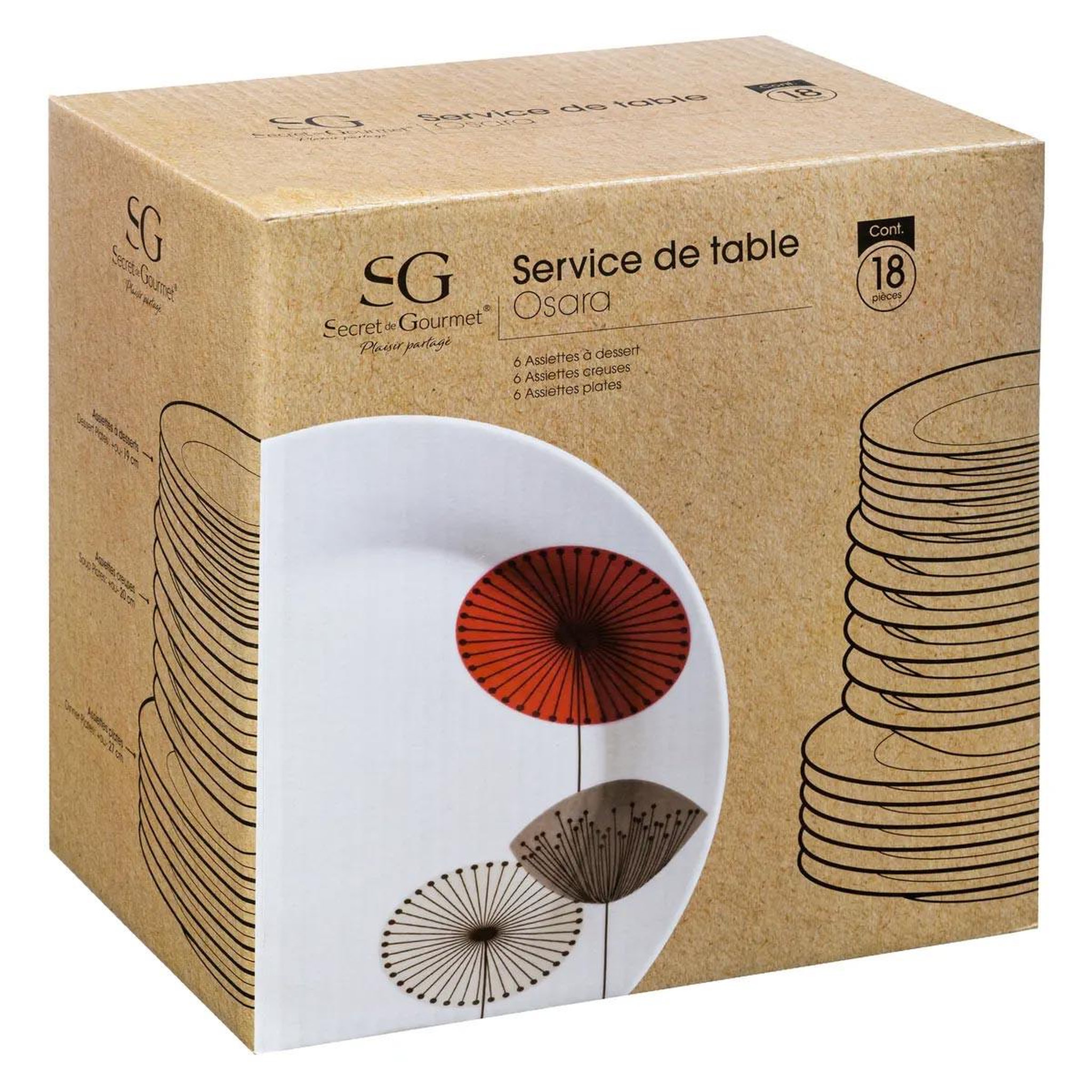Voir la diapositive 5 : SECRET DE GOURMET Service de table 18 pièces  osara  26cm blanc