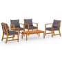 Voir la diapositive 2 : VIDAXL Salon de jardin 5 pcs avec coussin Bois d'acacia solide