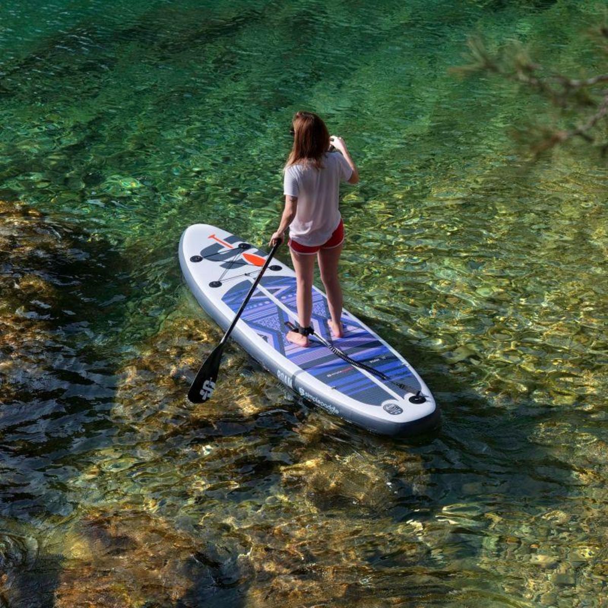 SIMPLE PADDLE Stand up Paddle Gonflable ROAM 10' 30'' 6'' (295 x 76 x 15 cm) Gamme COMPACT avec Pagaie, Leash, Pompe et Sac de Transport