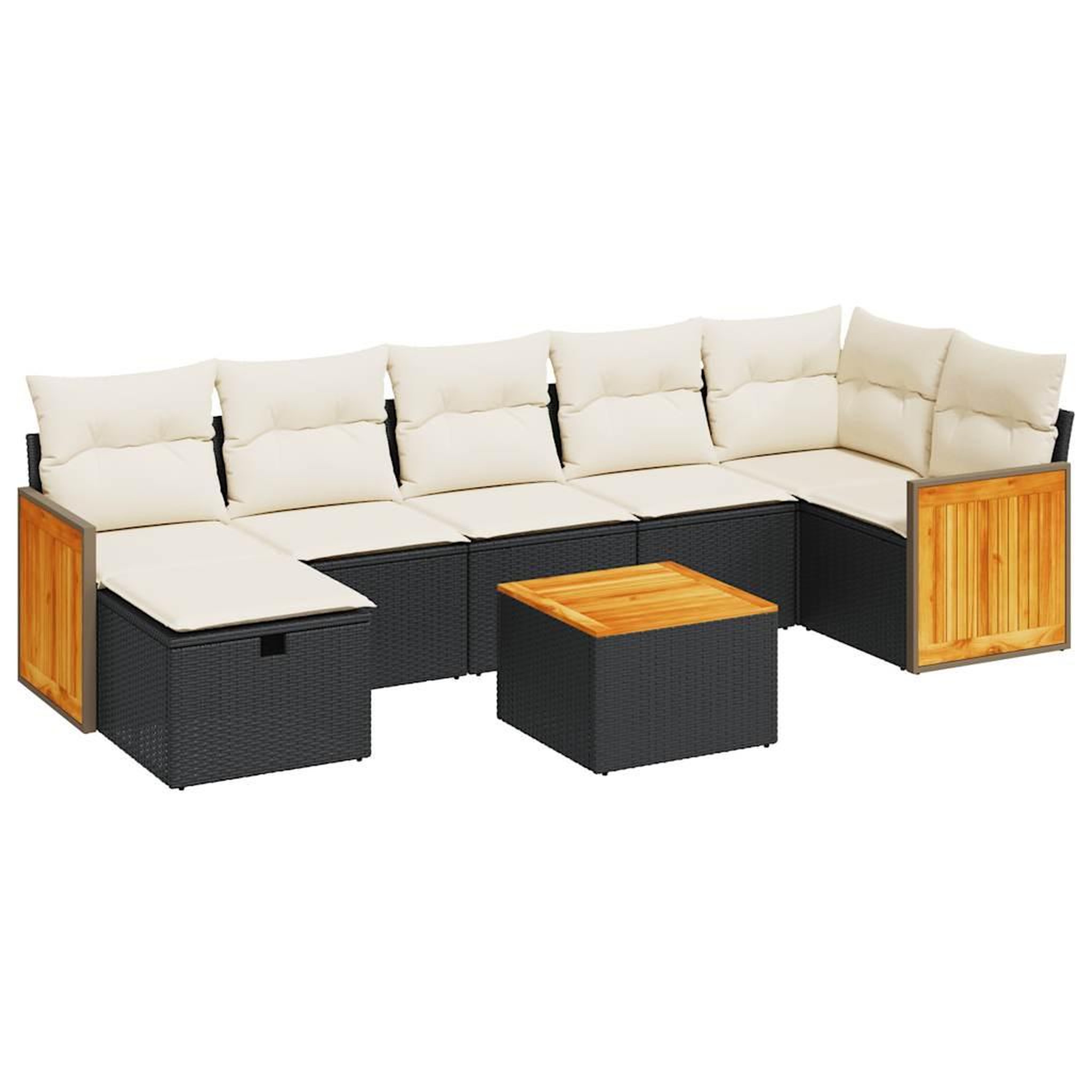 Voir la diapositive 2 : VIDAXL Salon de jardin 8 pcs avec coussins noir resine tressee