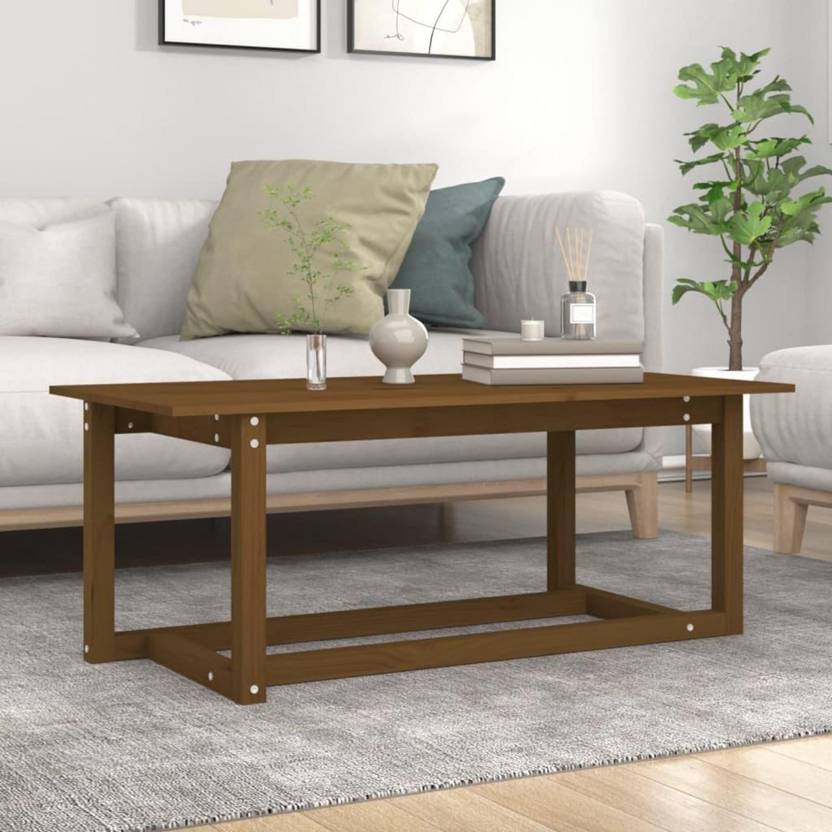 VIDAXL Table basse Marron miel 110x55x45 cm Bois massif de pin