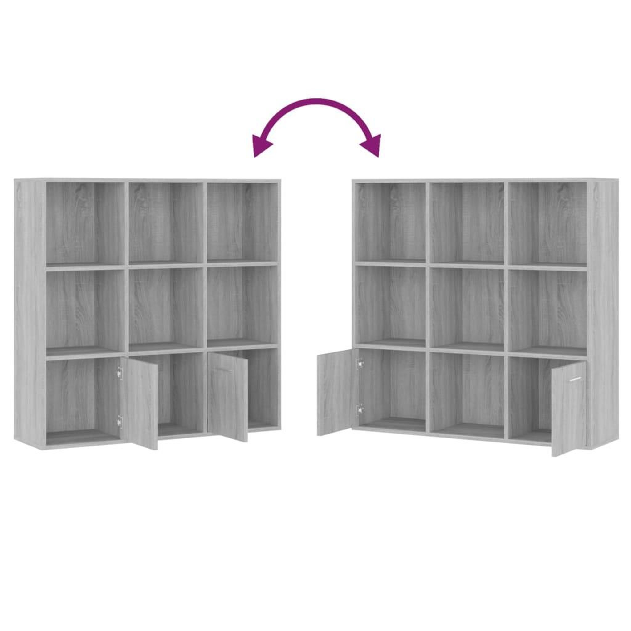 Voir la diapositive 5 : VIDAXL Armoire a livres Sonoma gris 98x30x98 cm