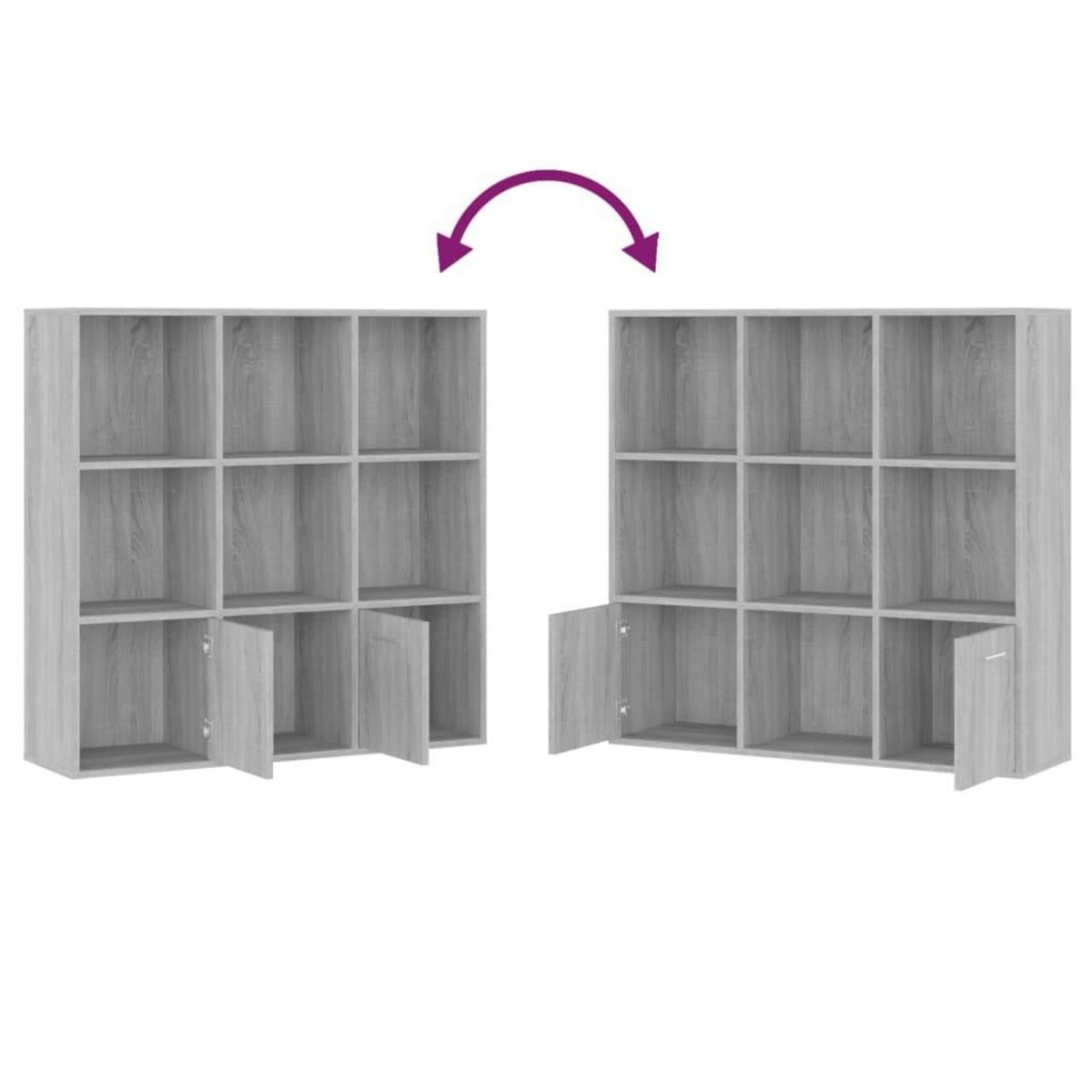 VIDAXL Armoire a livres Sonoma gris 98x30x98 cm