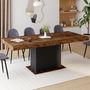Voir la diapositive 2 : ID MARKET Table à manger extensible rectangle EDEN 6-10 personnes bois effet vieilli et noir 160-200 cm