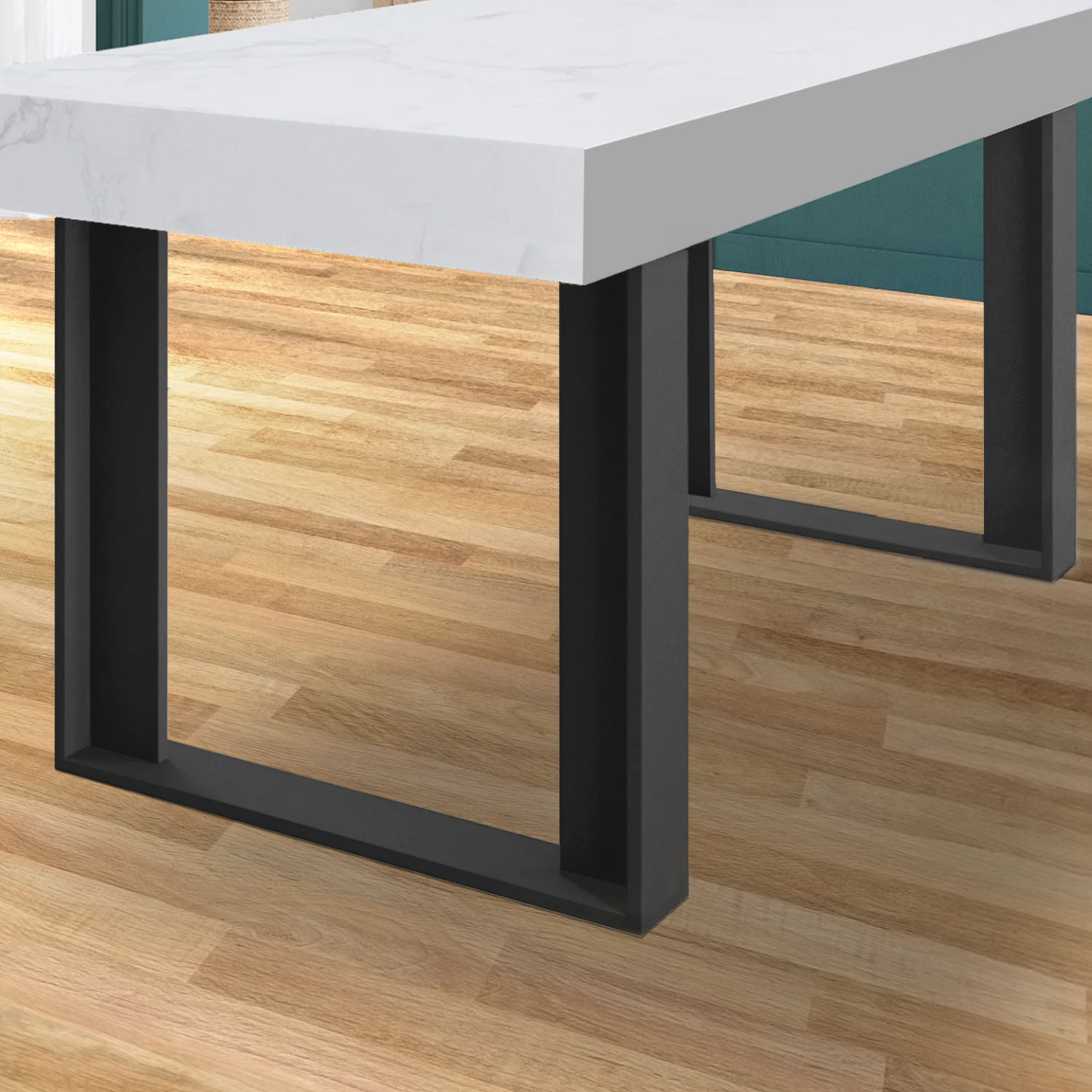 Voir la diapositive 2 : ID MARKET Lot de 2 pieds de table carré phoenix noir 75 cm
