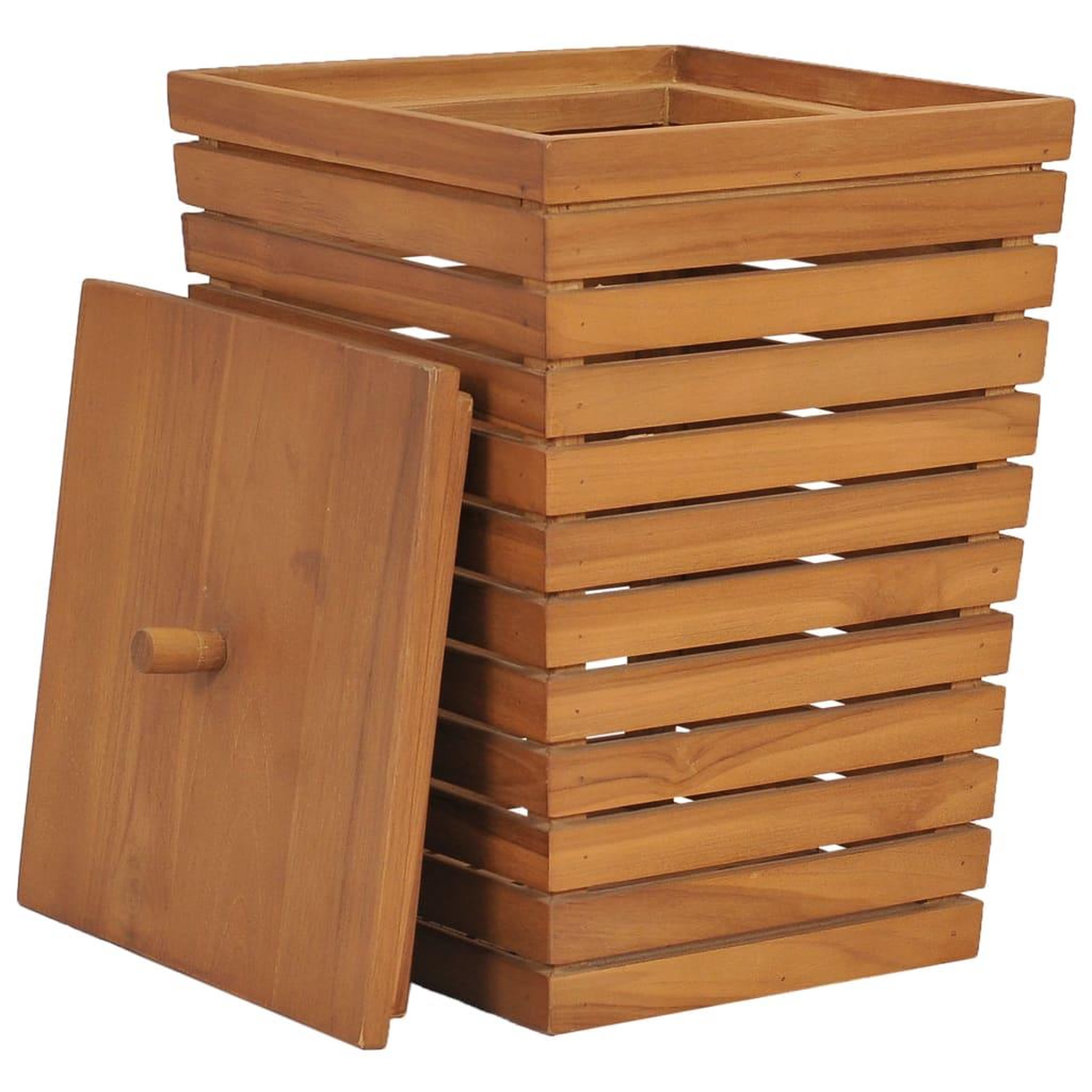 Voir la diapositive 3 : VIDAXL Panier a linge 30x30x45 cm bois de teck massif