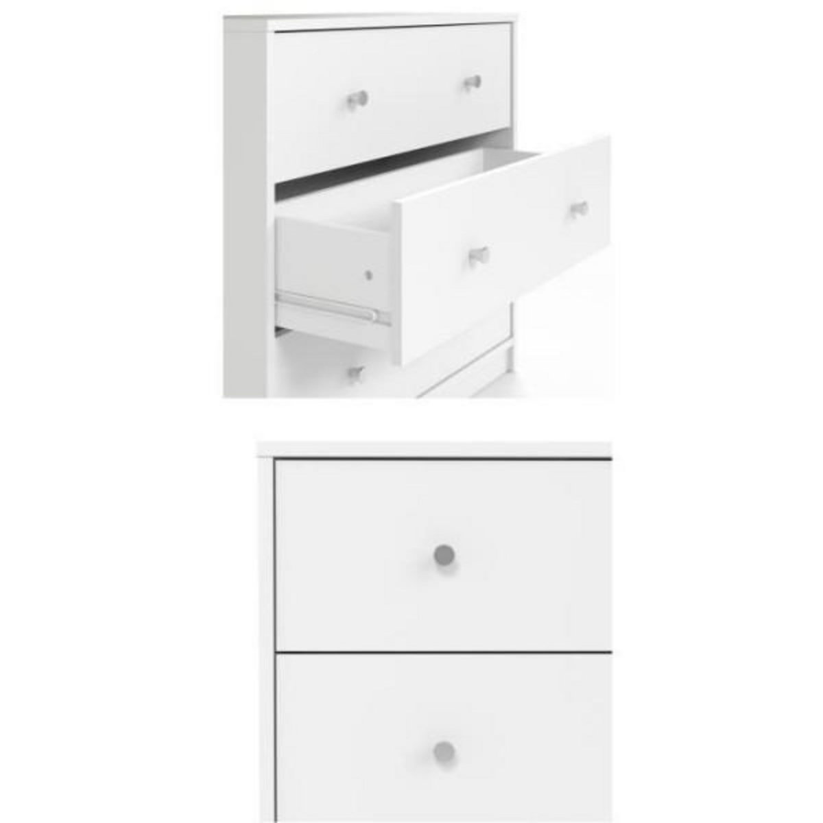 FINLANDEK Commode de chambre - OREGON - 3 tiroirs - décor blanc - L 72,4 x P 30,1 x H 68,3 cm