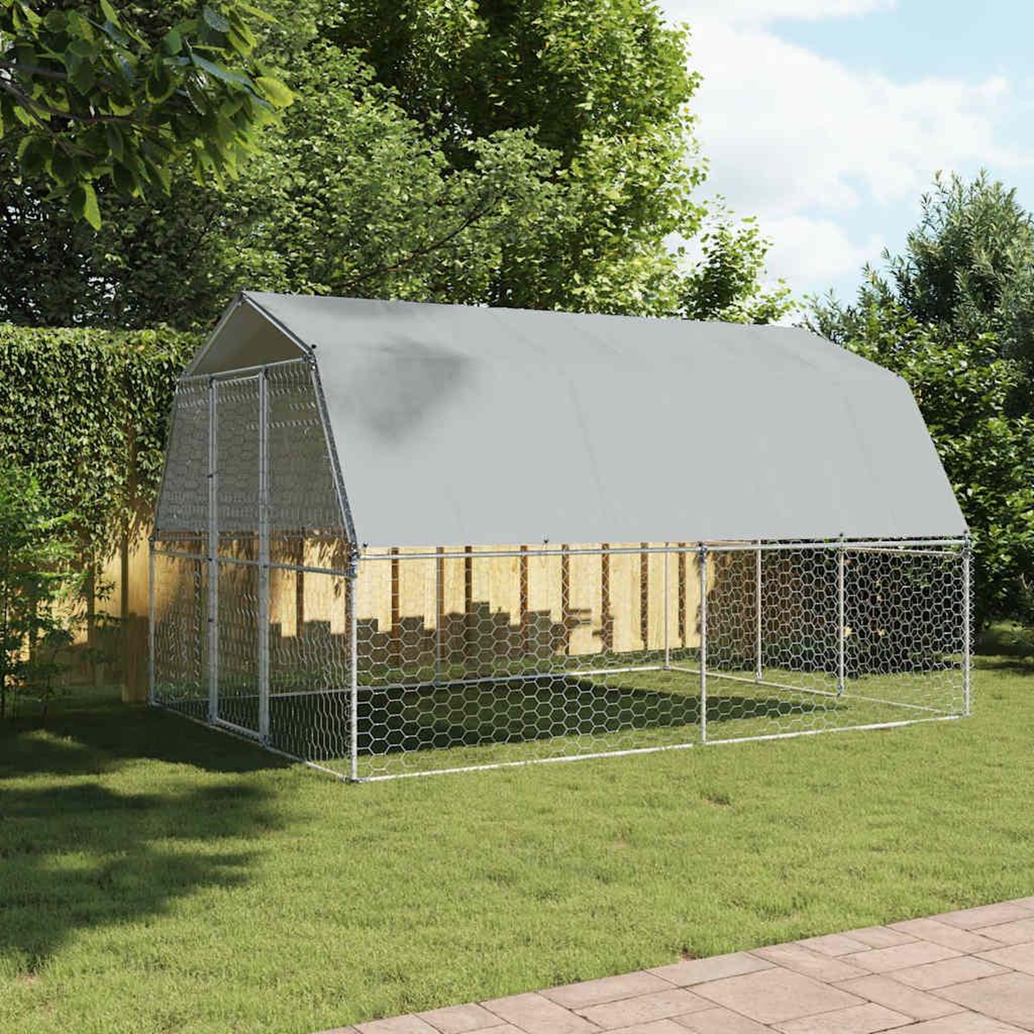 Voir la diapositive 3 : VIDAXL Cage pour chiens avec toit et porte argente acier galvanise
