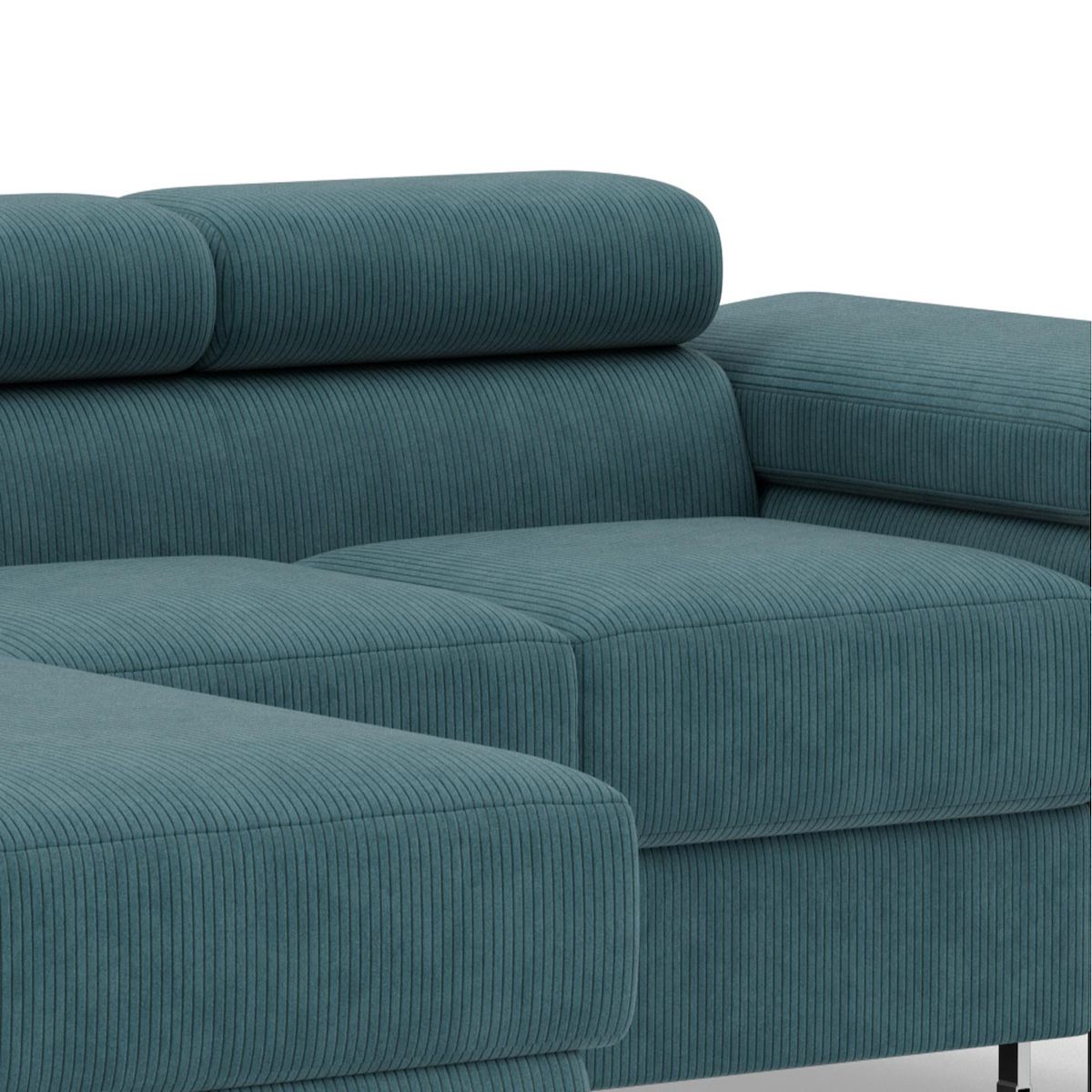 BEST MOBILIER Pablo - canapé d'angle gauche - 6 places - convertible avec coffre et têtières réglables - en velours côtelé