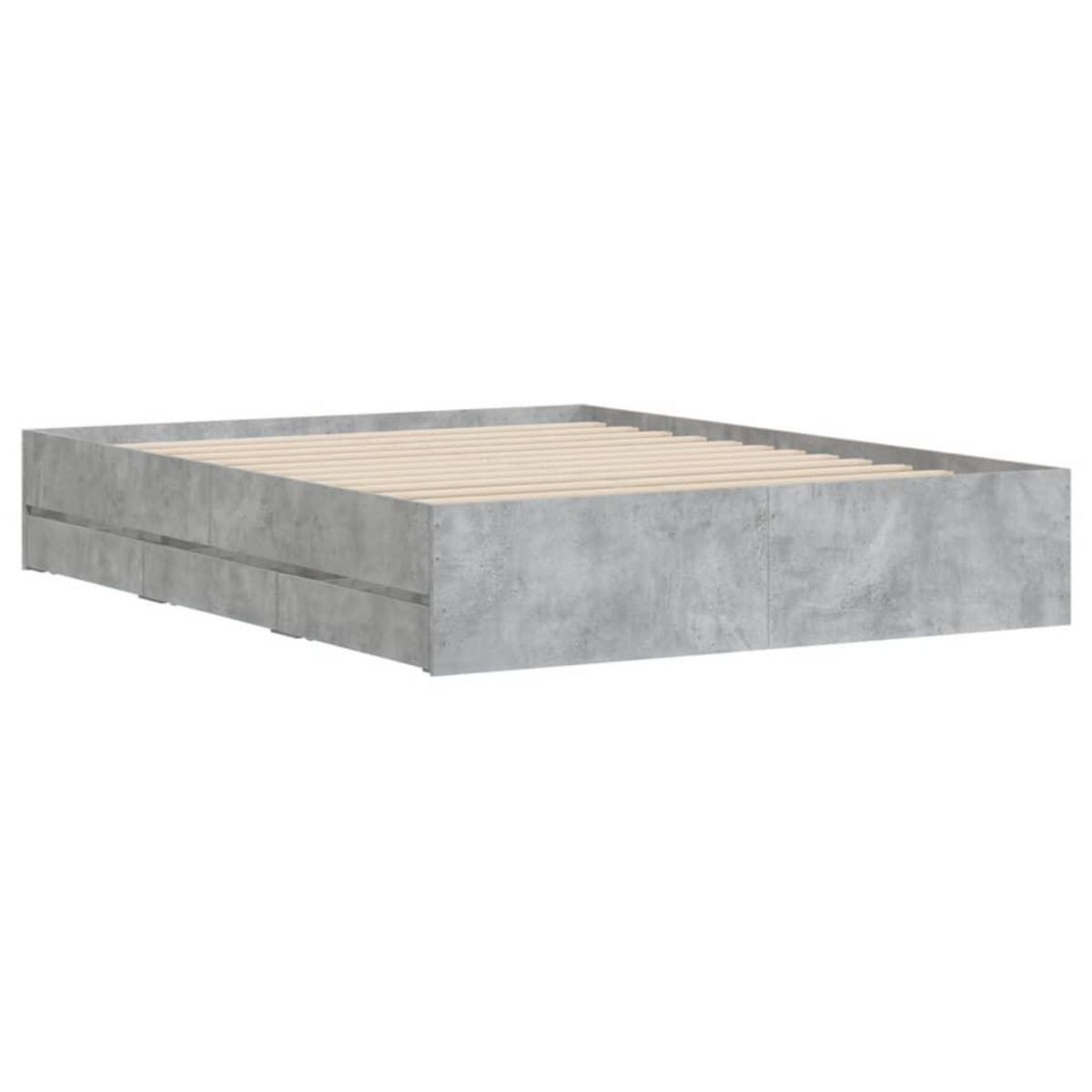 VIDAXL Cadre de lit avec tiroirs sans matelas gris beton 140x190 cm