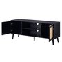 Voir la diapositive 6 : BEST MOBILIER Goto - meuble tv - noir et cannage - 2 portes et 2 niches - 140 cm