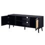 Voir la diapositive 6 : BEST MOBILIER Goto - meuble tv - noir et cannage - 140 cm