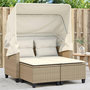 Voir la diapositive 1 : VIDAXL Canape de jardin 2 places avec auvent et tabourets beige rotin