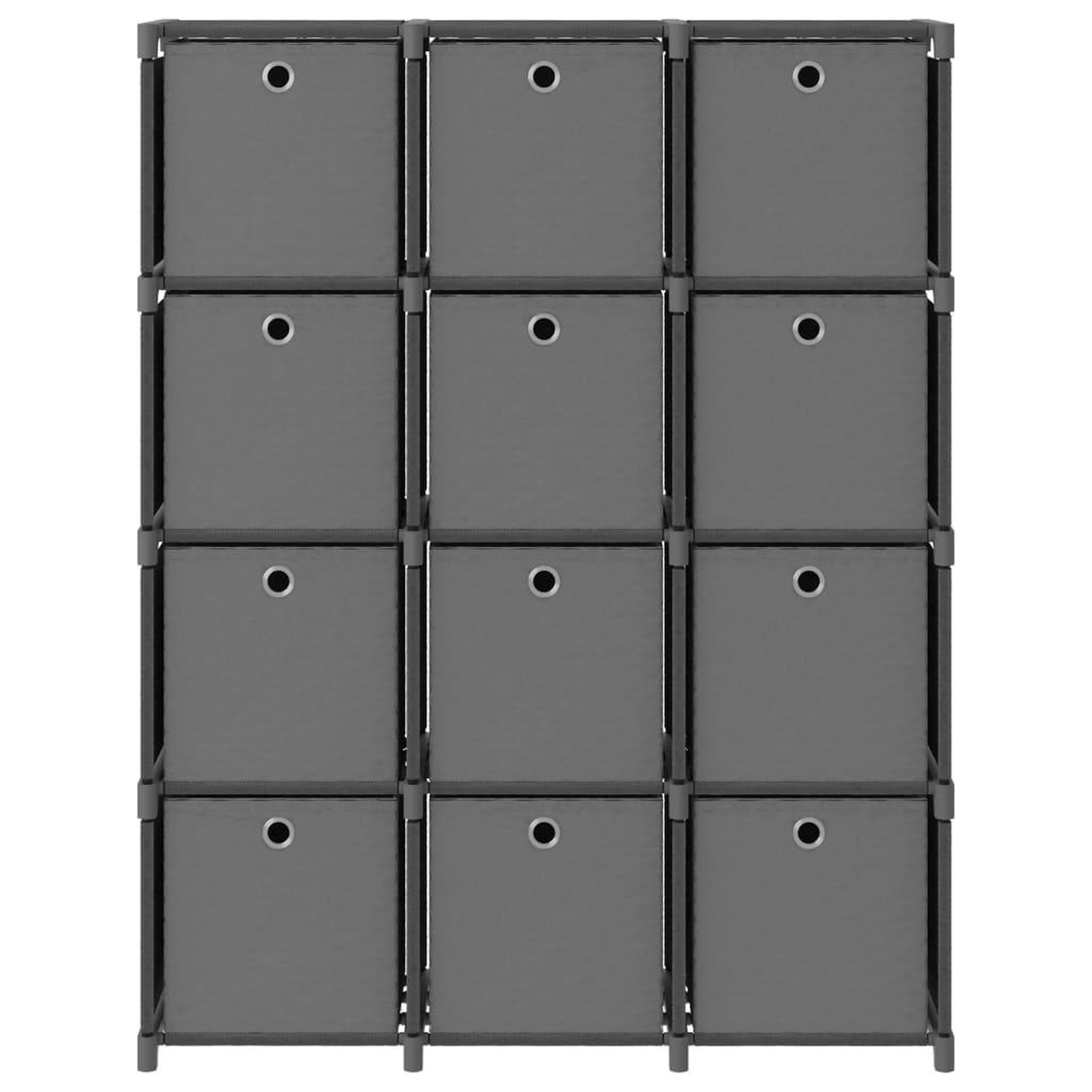 Voir la diapositive 2 : VIDAXL Etagere a 12 cubes avec boîtes Gris 103x30x141 cm Tissu