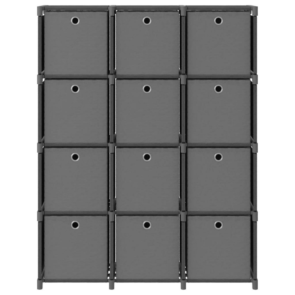 VIDAXL Etagere a 12 cubes avec boîtes Gris 103x30x141 cm Tissu