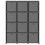Voir la diapositive 2 : VIDAXL Etagere a 12 cubes avec boîtes Gris 103x30x141 cm Tissu