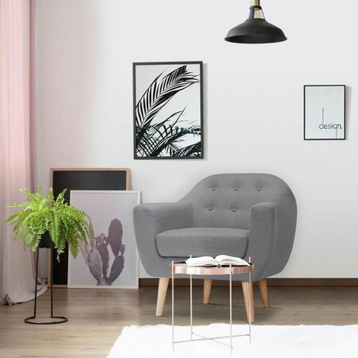 Paris Prix Fauteuil Scandinave Tissu  Lopy  78cm Gris