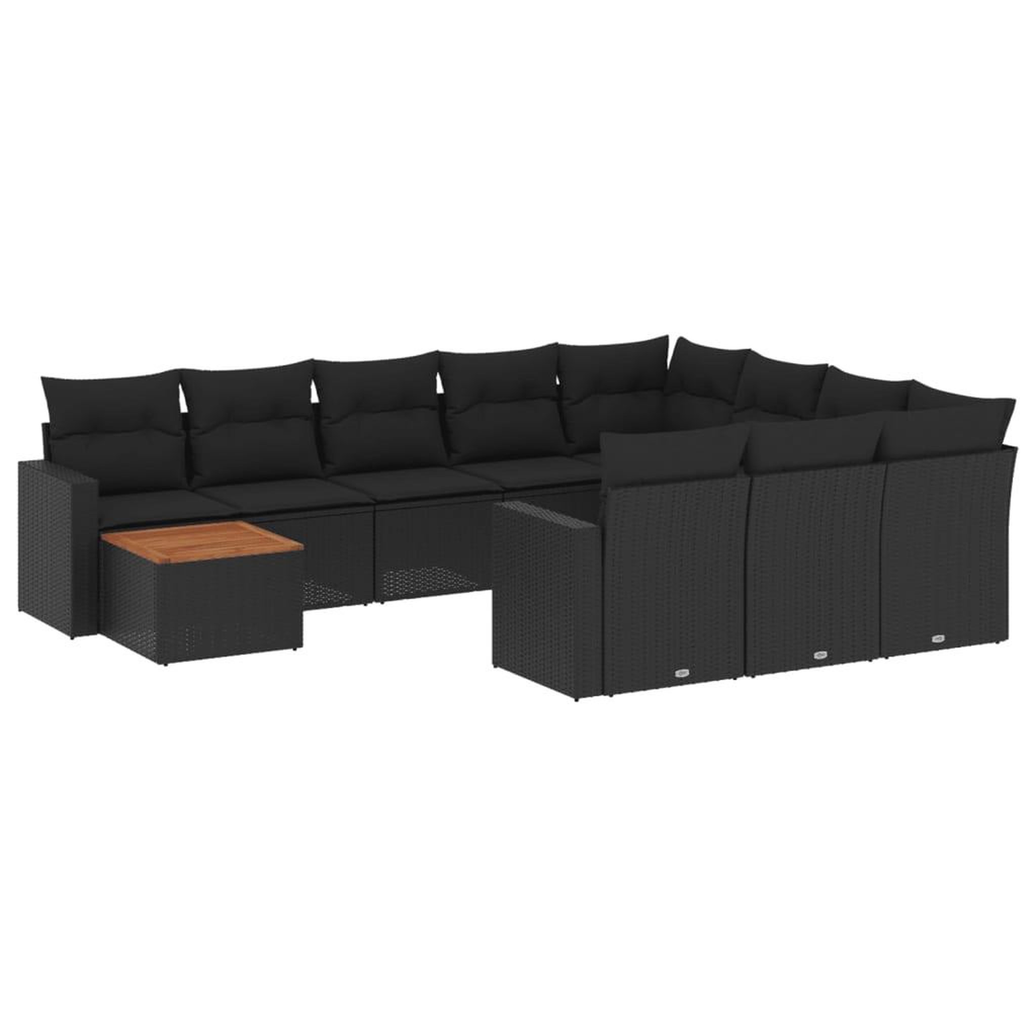 Voir la diapositive 2 : VIDAXL Salon de jardin 11 pcs avec coussins noir resine tressee