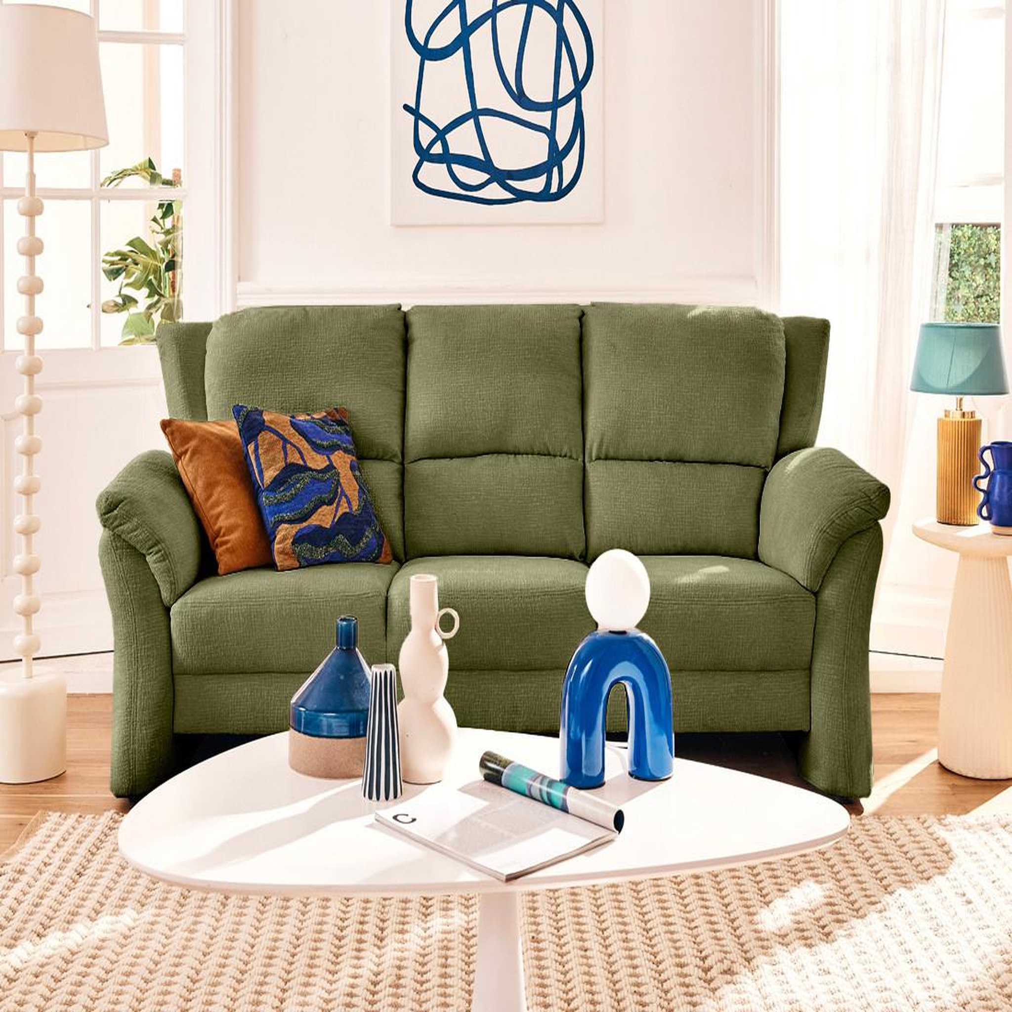 Voir la diapositive 1 : LISA DESIGN Bastille - canapé droit 3 places en tissu velours relief