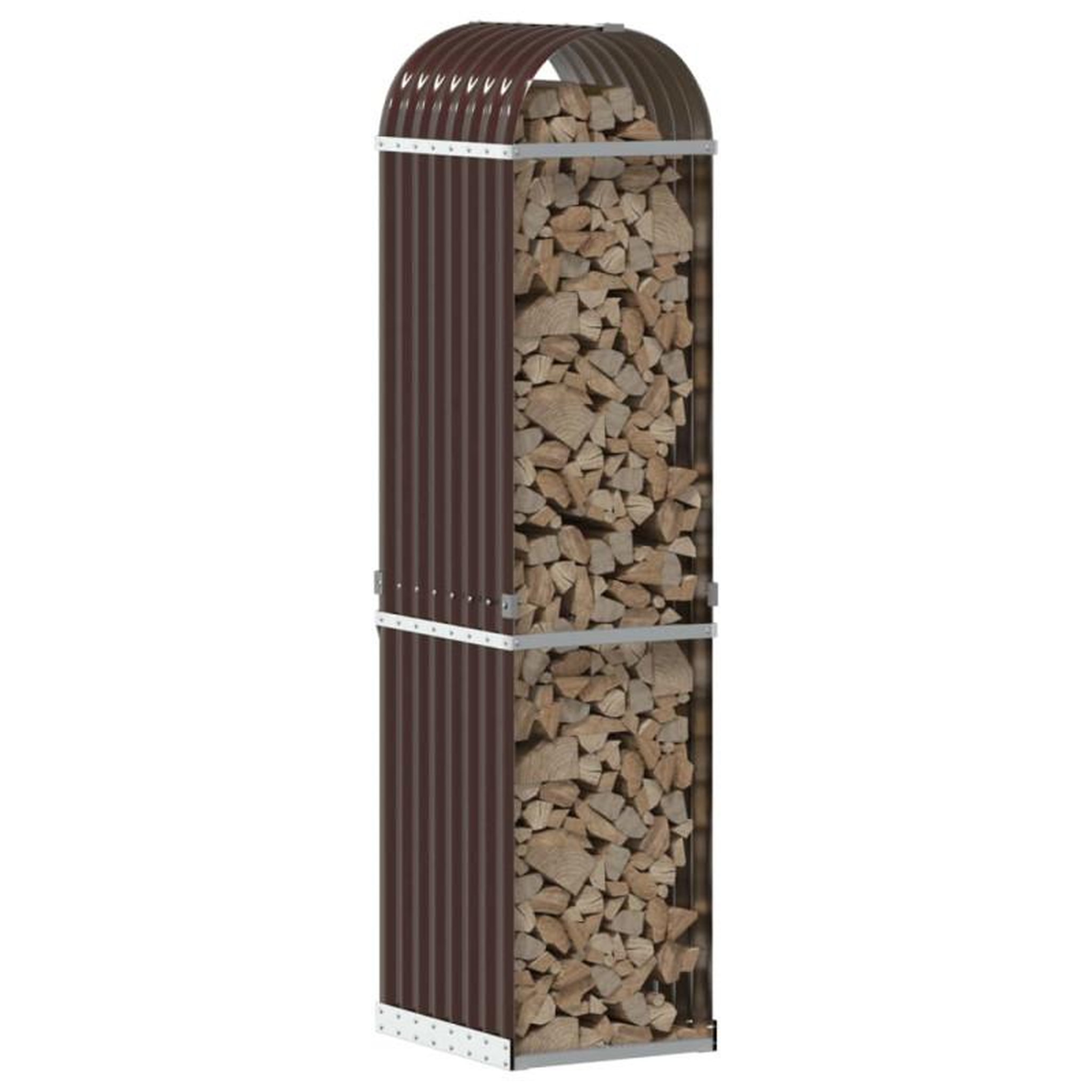 Voir la diapositive 3 : VIDAXL Porte bûches marron 40x45x170 cm acier galvanisé