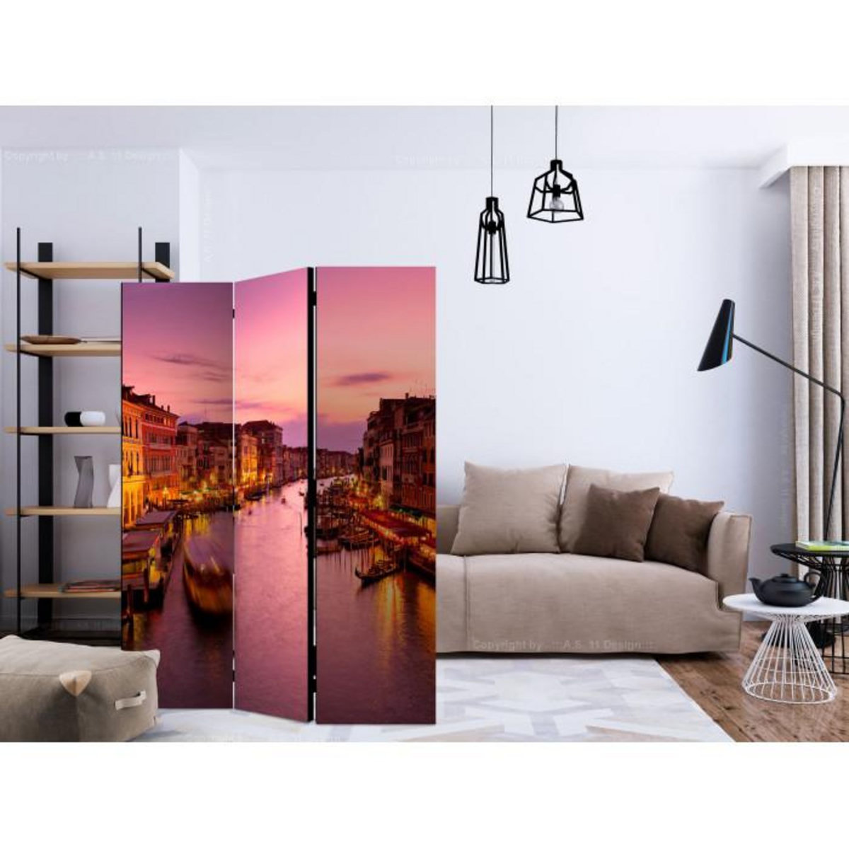 Paris Prix Paravent 3 Volets  City of Lovers, Venice By Night II  135x172cm