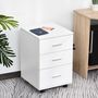 Voir la diapositive 2 : HOMCOM HOMCOM Caisson de Bureau Rangement Bureau sur Roulettes 3 Tiroirs Verrouillables 40 x 41,5 x 61,5 cm Blanc