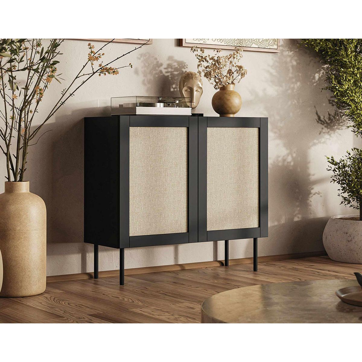 BEST MOBILIER Jose - buffet - bois et jute - 100 cm