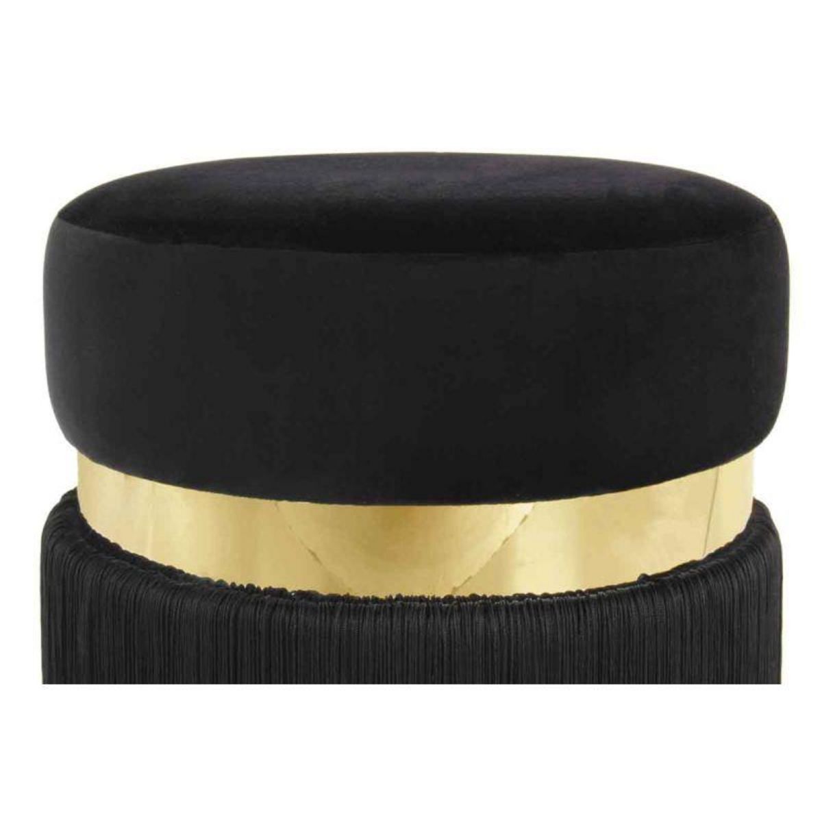Paris Prix Pouf Rond Bicolore  Rebecca  45cm Noir & Or
