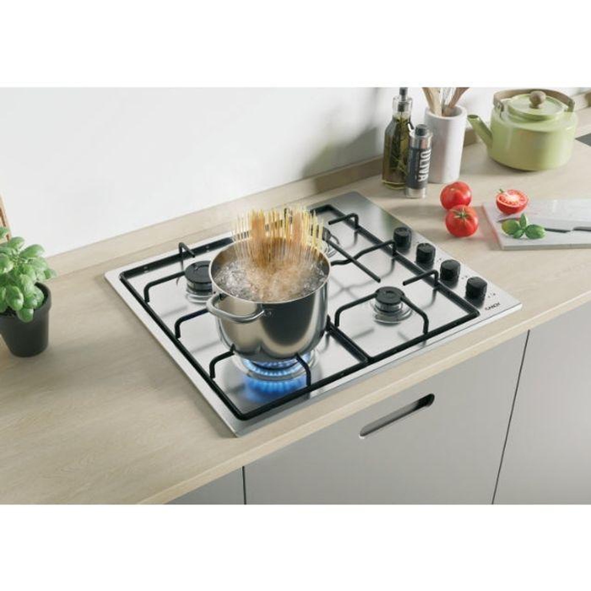 Voir la diapositive 2 : Candy Table de cuisson à gaz 59.5cm 4 feux noir - CHW6LBX