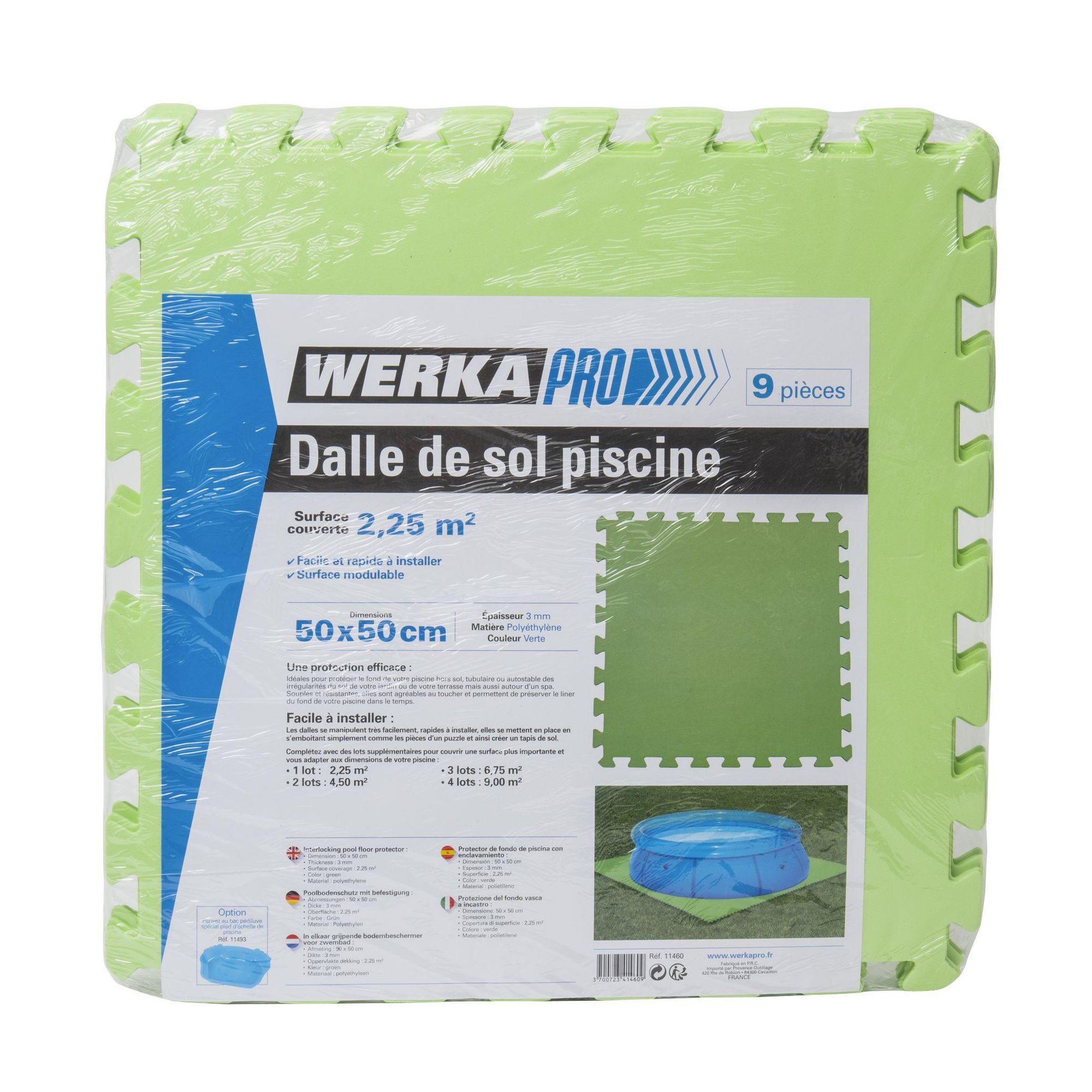 WERKAPRO Lot de 9 dalles de sol pour piscine  50x50cm   WERKA PRO