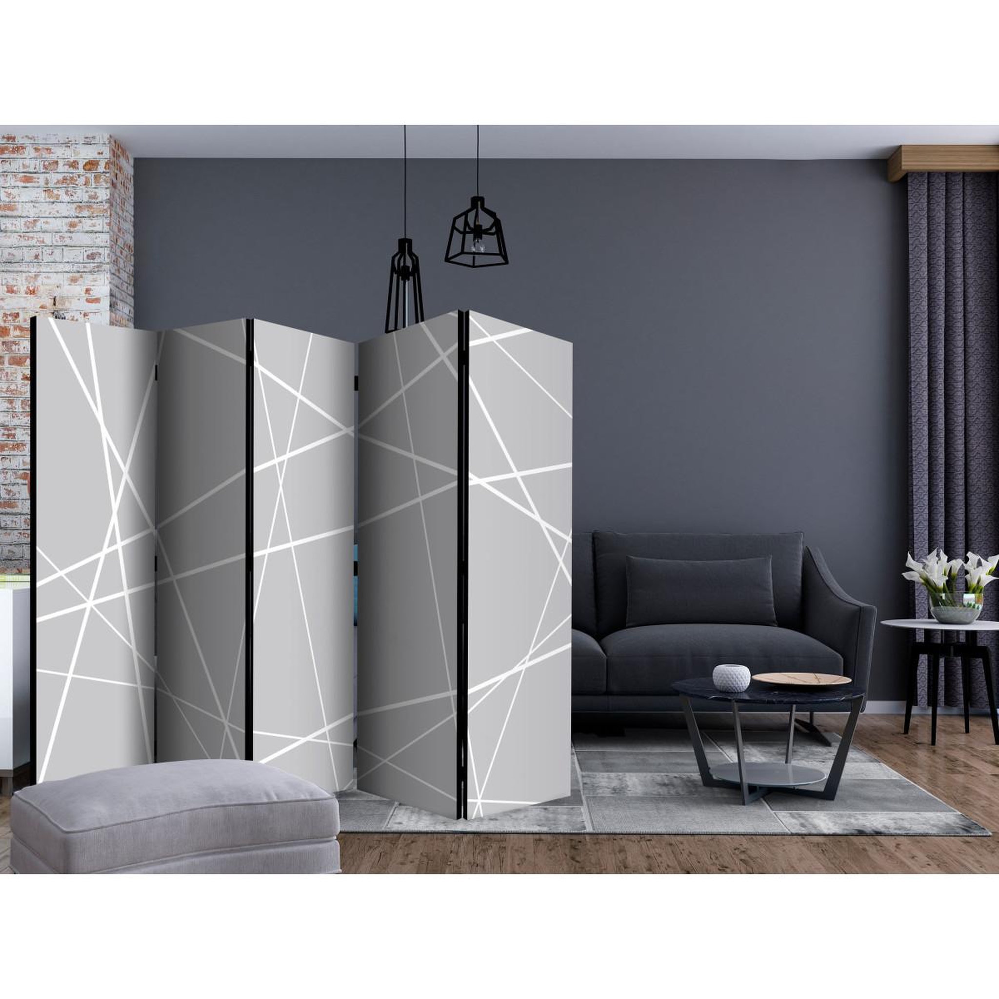 Voir la diapositive 2 : Paris Prix Paravent 5 volets  modern cobweb  172x225cm