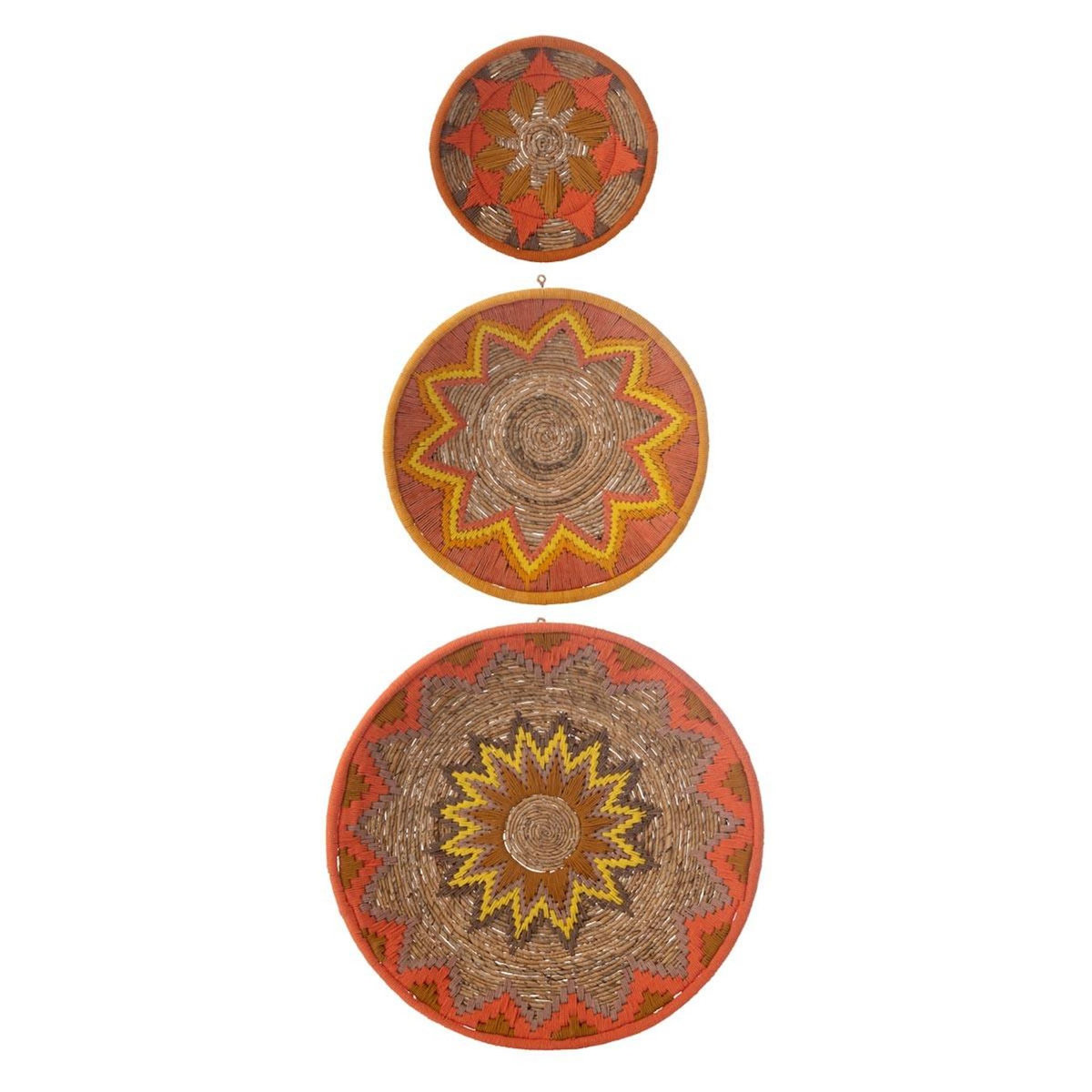 Paris Prix Lot de 3 Déco Murales  Branche Bananier  76cm Orange