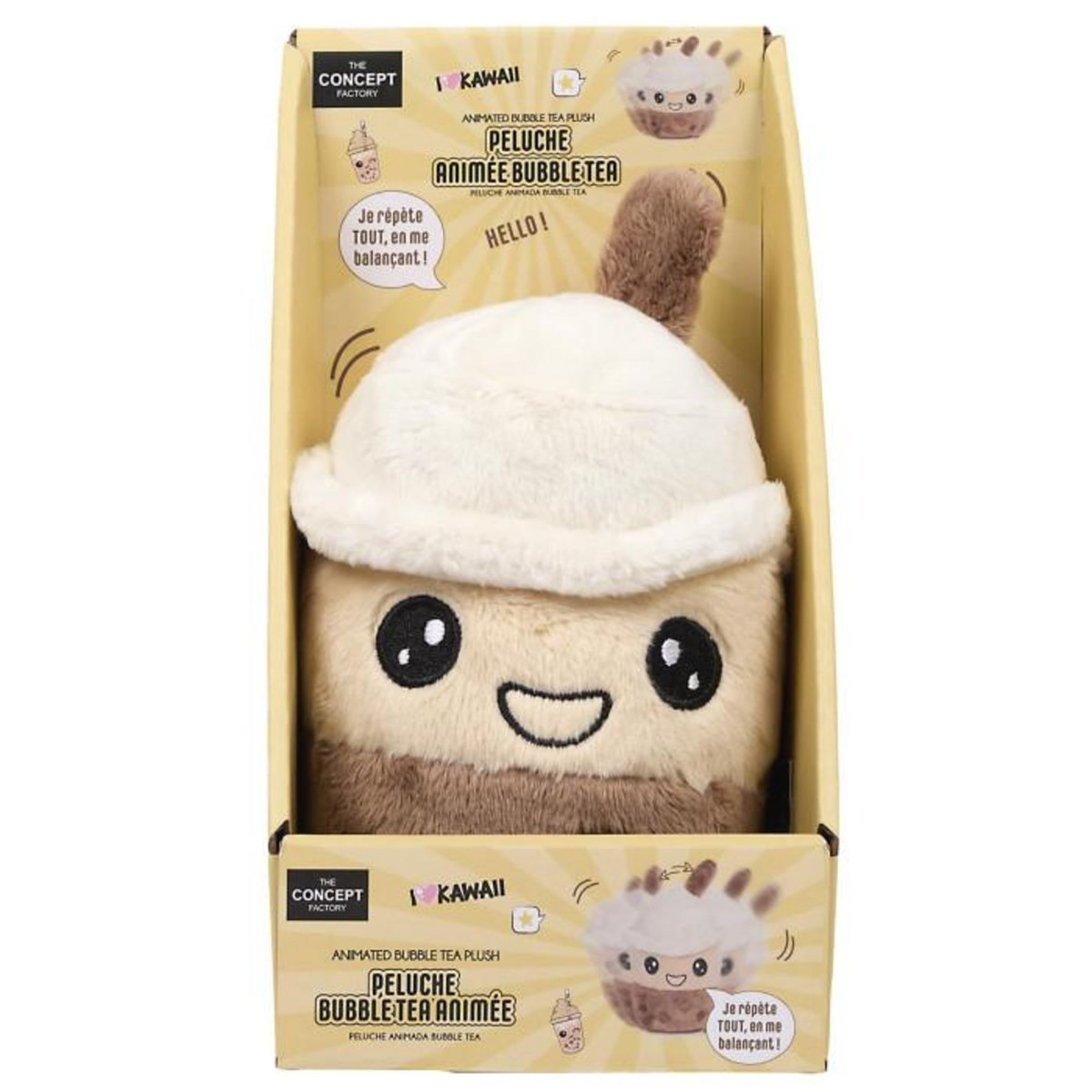 Paris Prix Peluche Animée Bubble Tea  Kawaii  14cm Marron