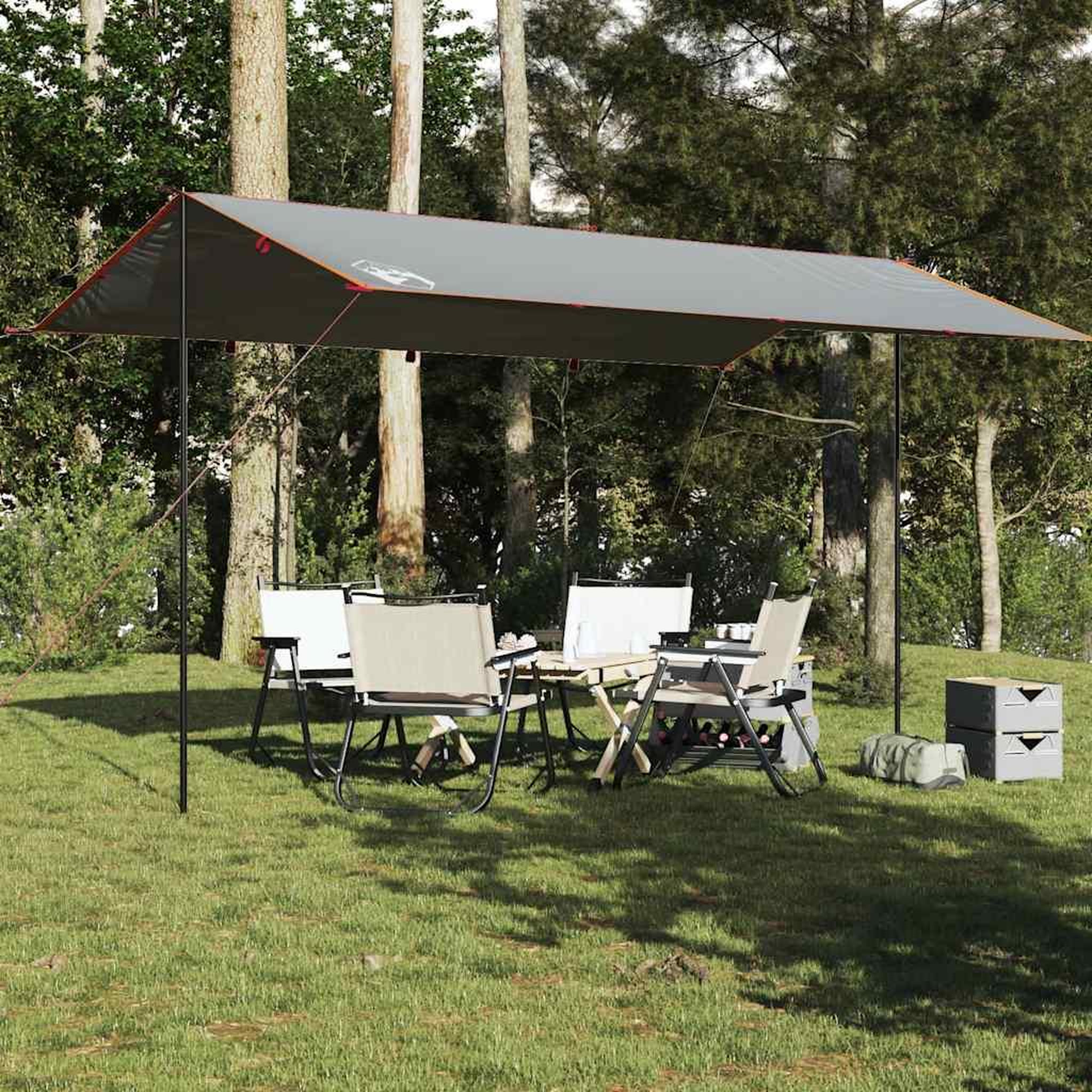 Voir la diapositive 3 : VIDAXL Bache de camping gris et orange 500x294 cm impermeable