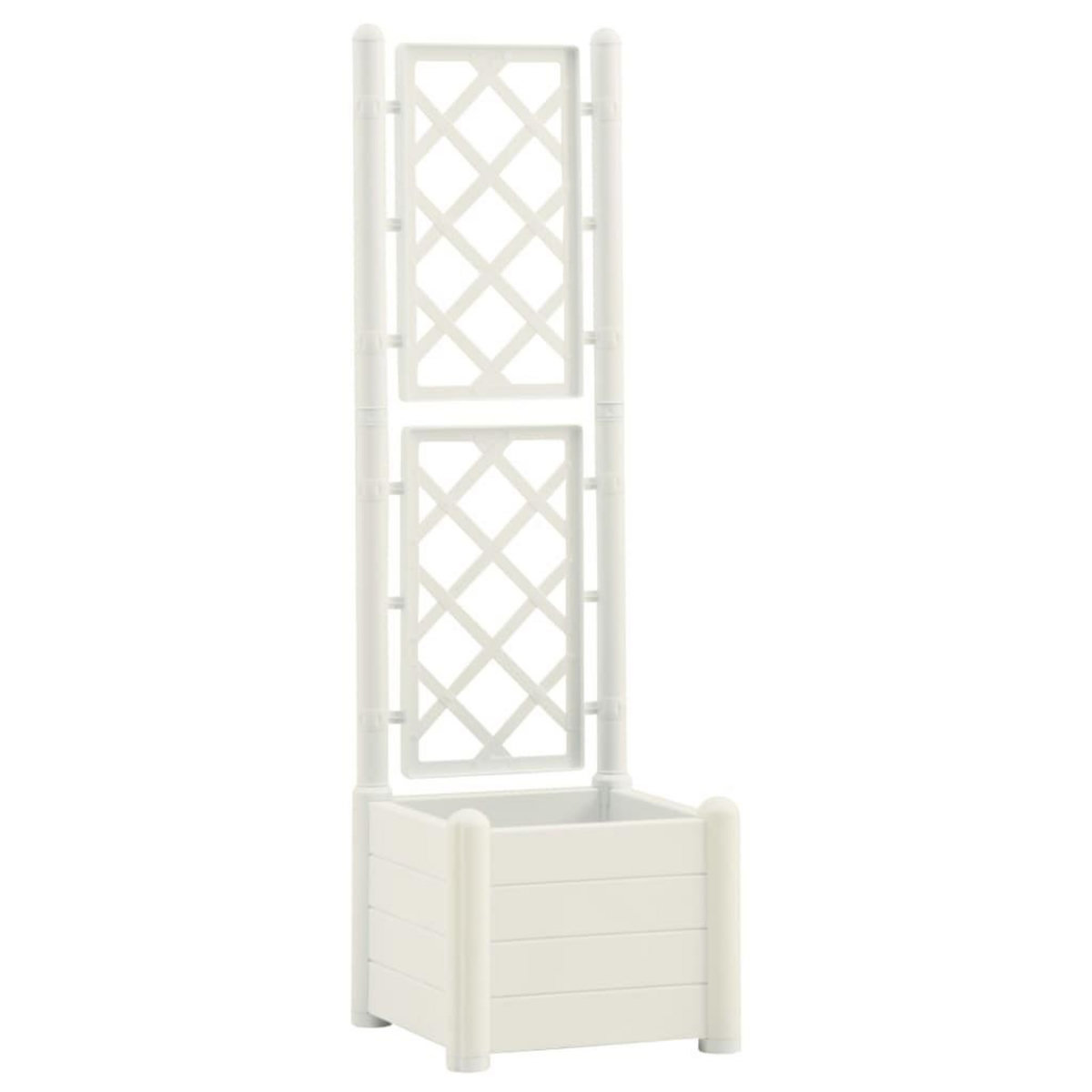 VIDAXL Jardiniere avec treillis 43x43x142 cm PP Blanc