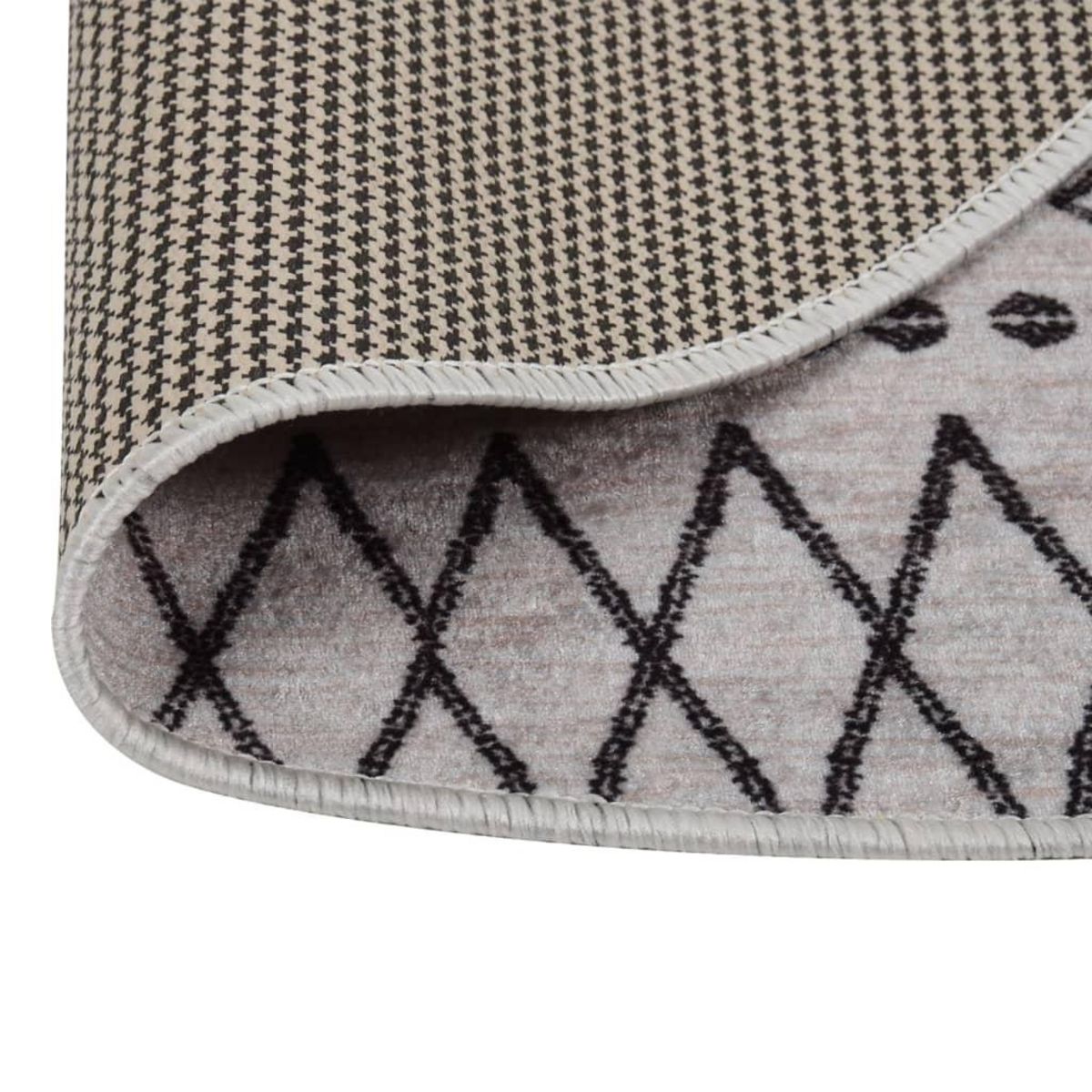 VIDAXL Tapis lavable antiderapant φ120 cm noir et blanc