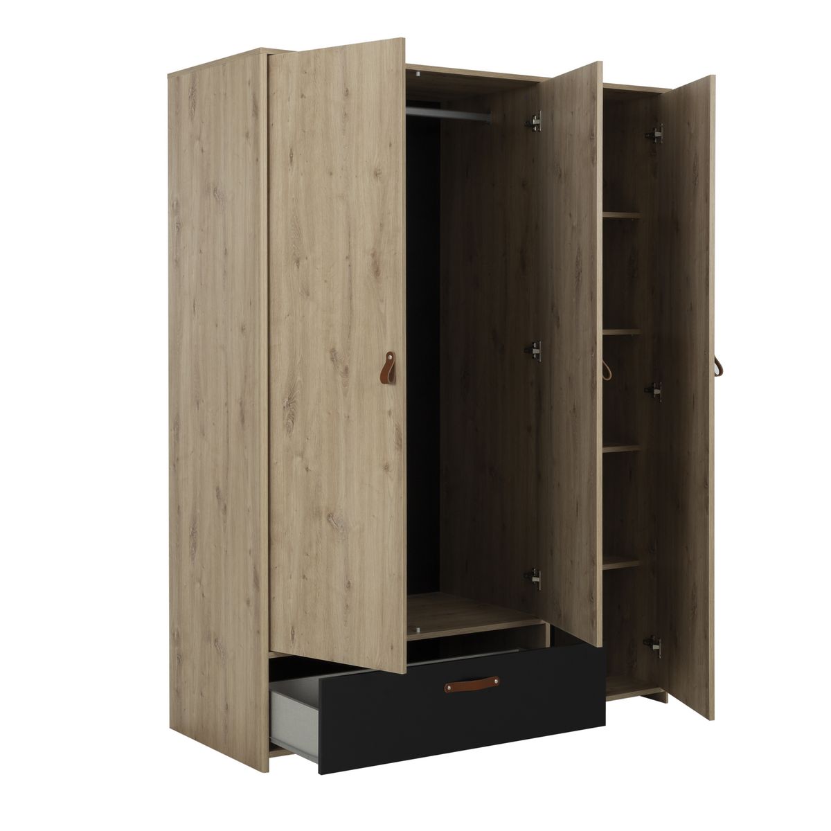 Armoire 3 portes 1 tiroir  L152xH200xP60cm MARCUS
