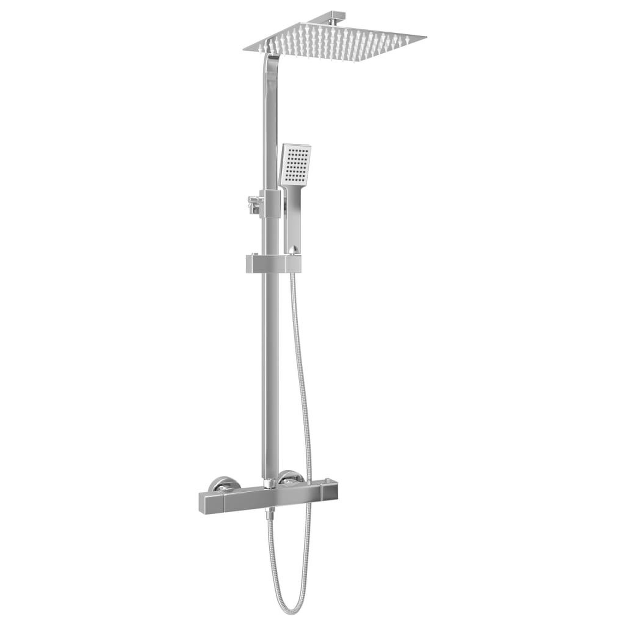 Voir la diapositive 3 : VIDAXL Ensemble de douche a deux tetes et thermostat Acier inoxydable