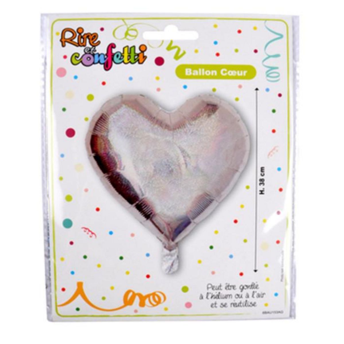 Paris Prix Ballon Gonflable Métallisé  Cœur  38cm Argent