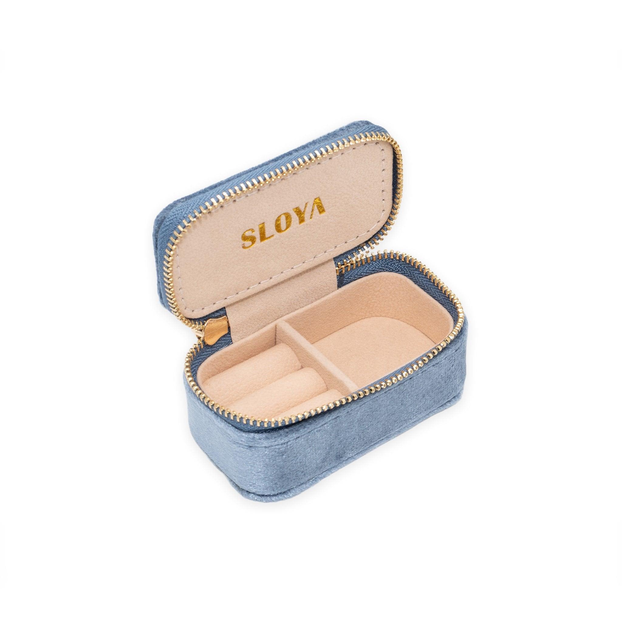 Voir la diapositive 1 : SLOYA Mini boîte à bijoux velours bleu horizon
