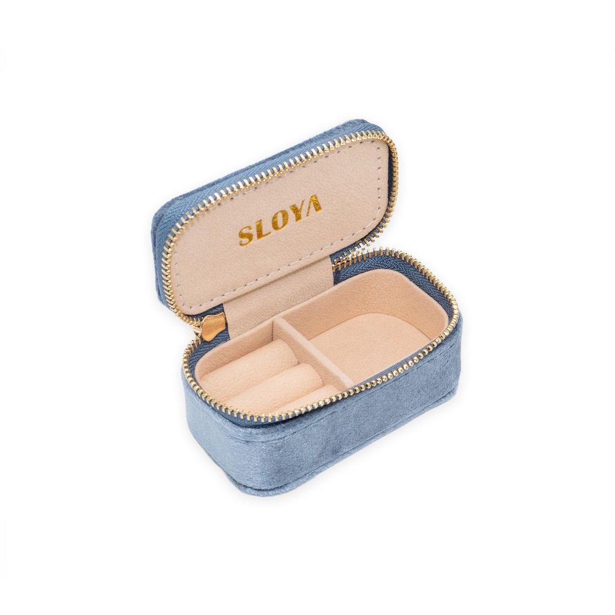 SLOYA Mini boîte à bijoux velours bleu horizon