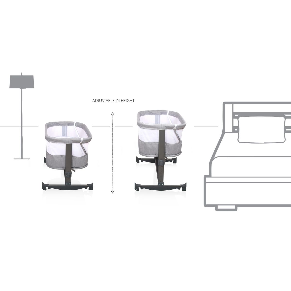 BANINNI Berceau balancelle cododo réglable gris Nesso