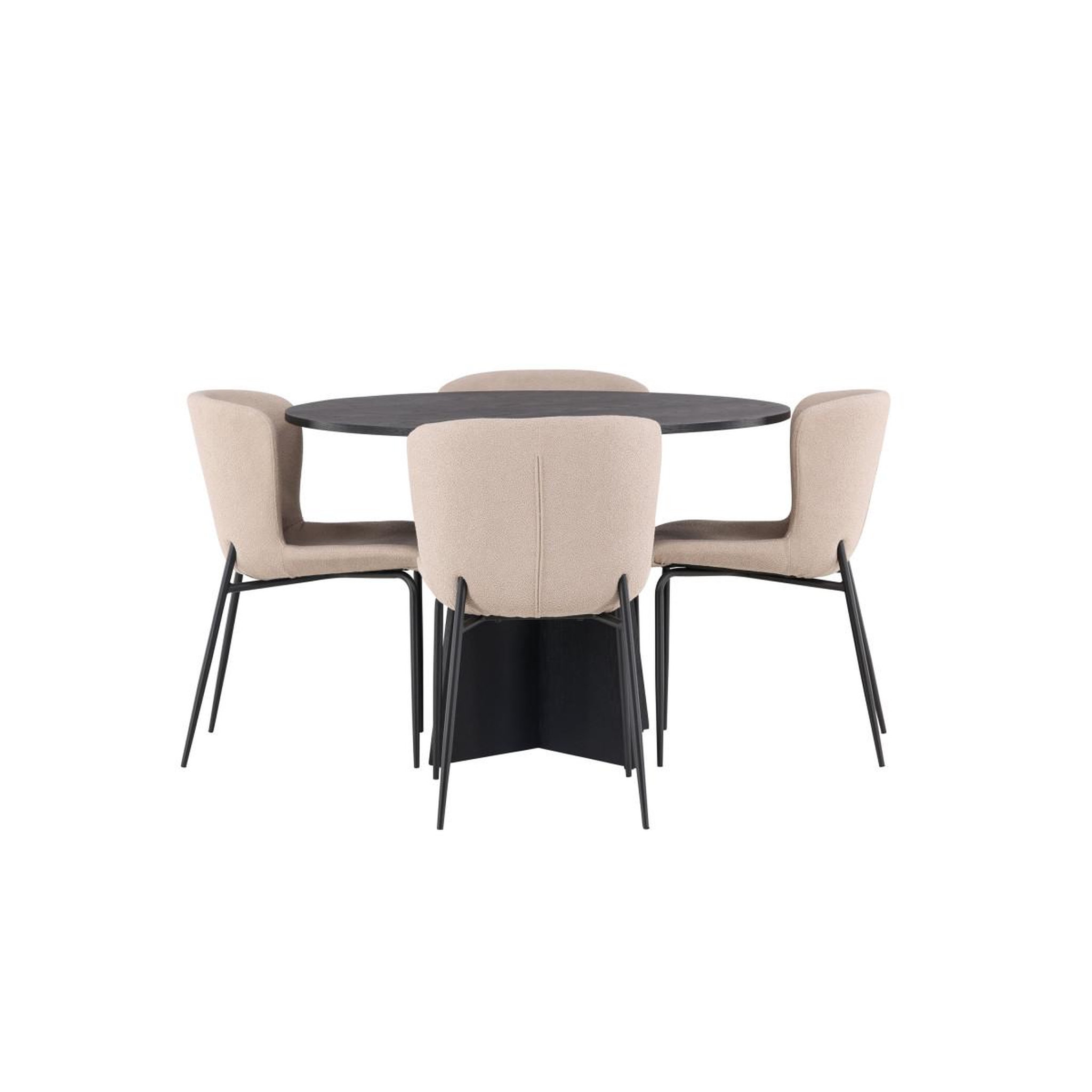 Voir la diapositive 2 : Paris Prix Ensemble table à manger & 4 chaises  bootcut & modesto  110cm noir & beige