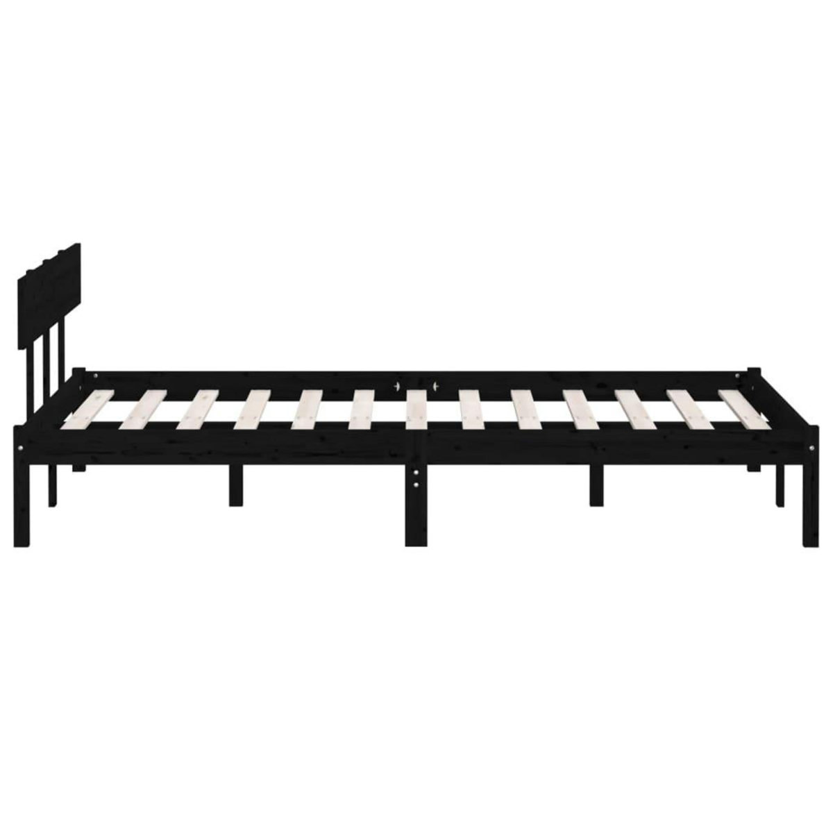 VIDAXL Cadre de lit sans matelas noir bois massif 160x200 cm
