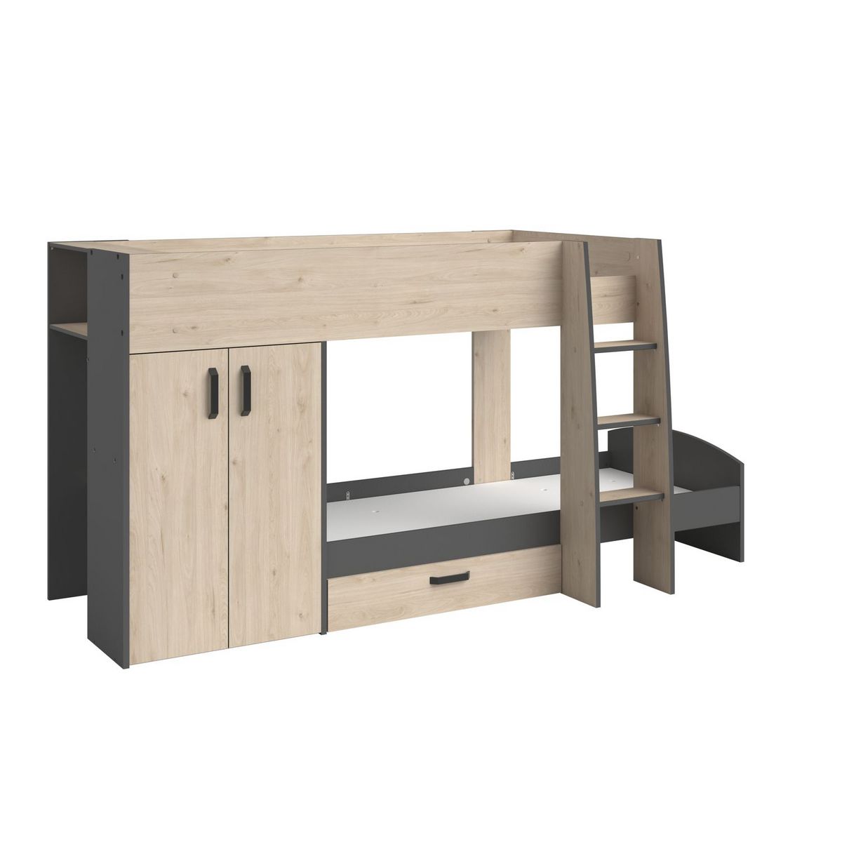 Lit superposé 2x90x200cm avec rangements TIM