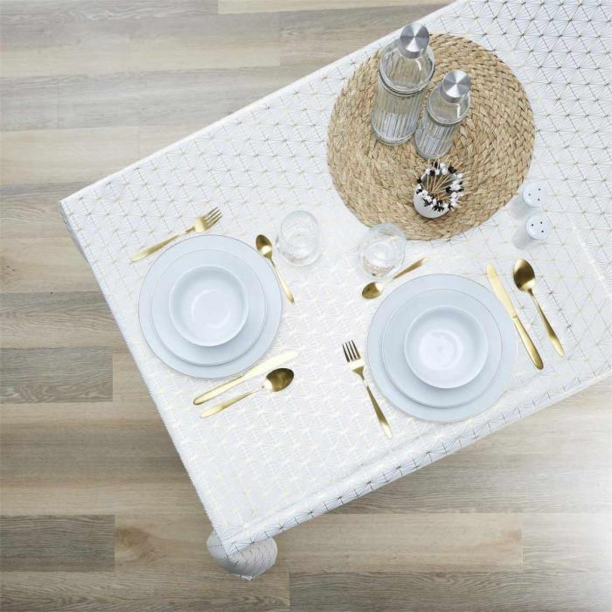 Paris Prix Nappe Rectangulaire  Géométrique  140x250cm Or