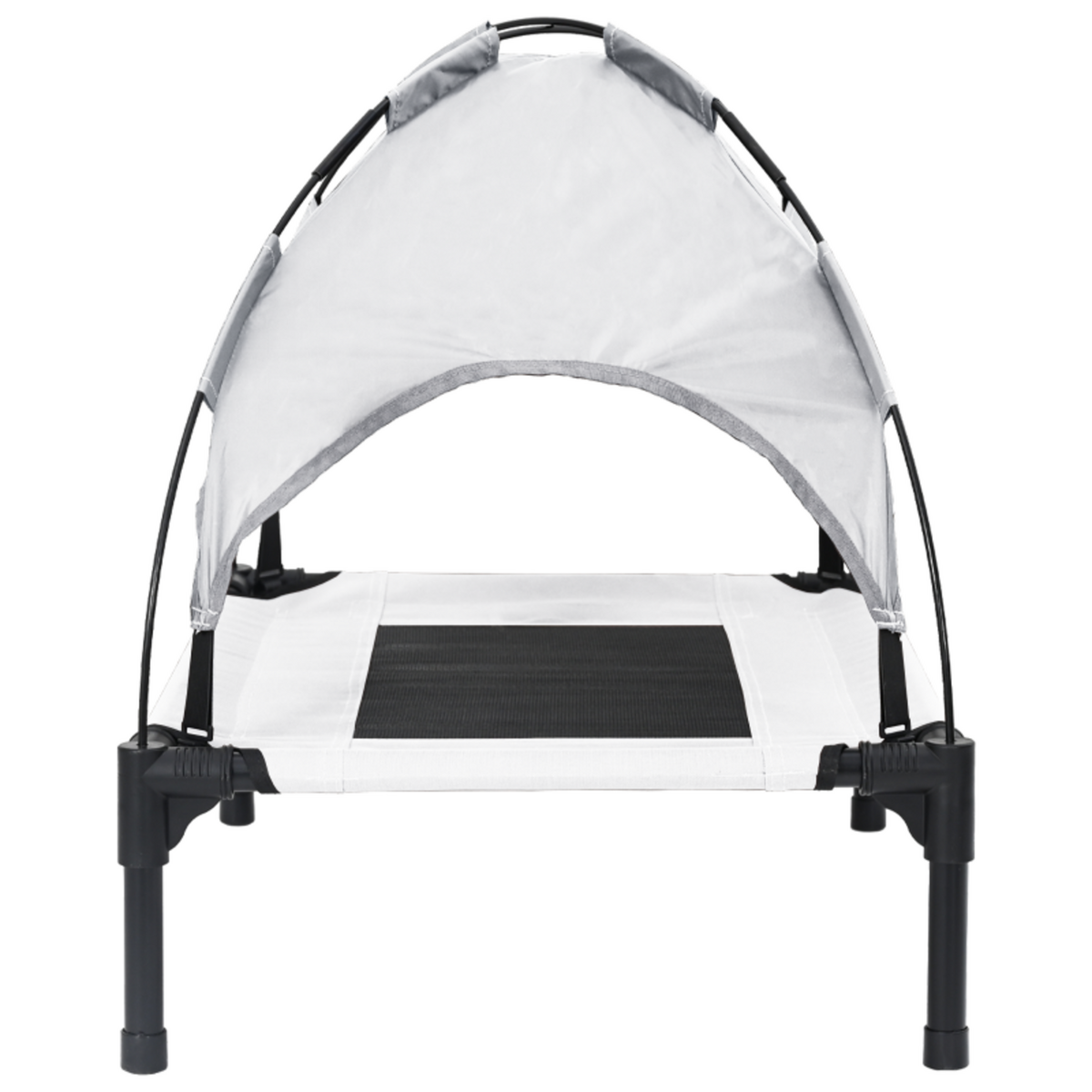 VIDAXL Lit de chien surélevé avec toit amovible Gris argent Acier